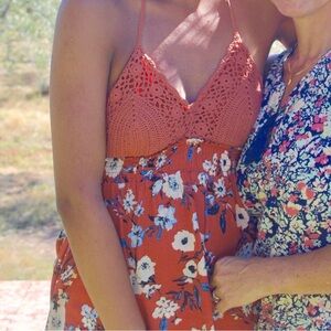 Burnt Orange Crochet Floral Top
